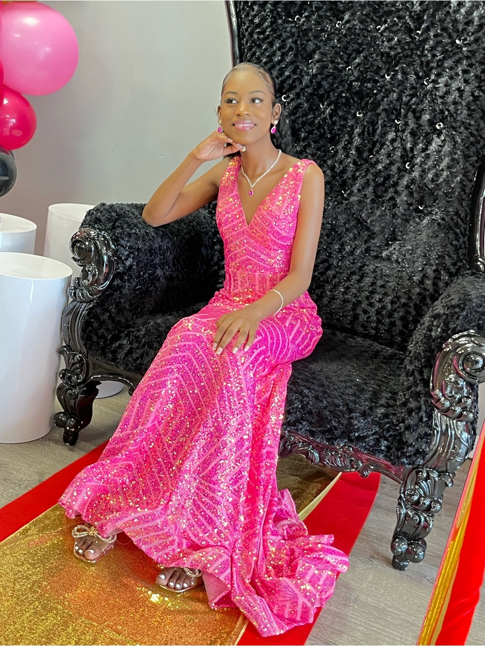 Hot Pink Jovani dress - Picture 3 of 4